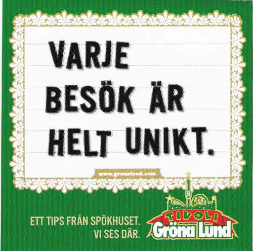 Gröna Lund-klistermærke Varje besök är helt unikt