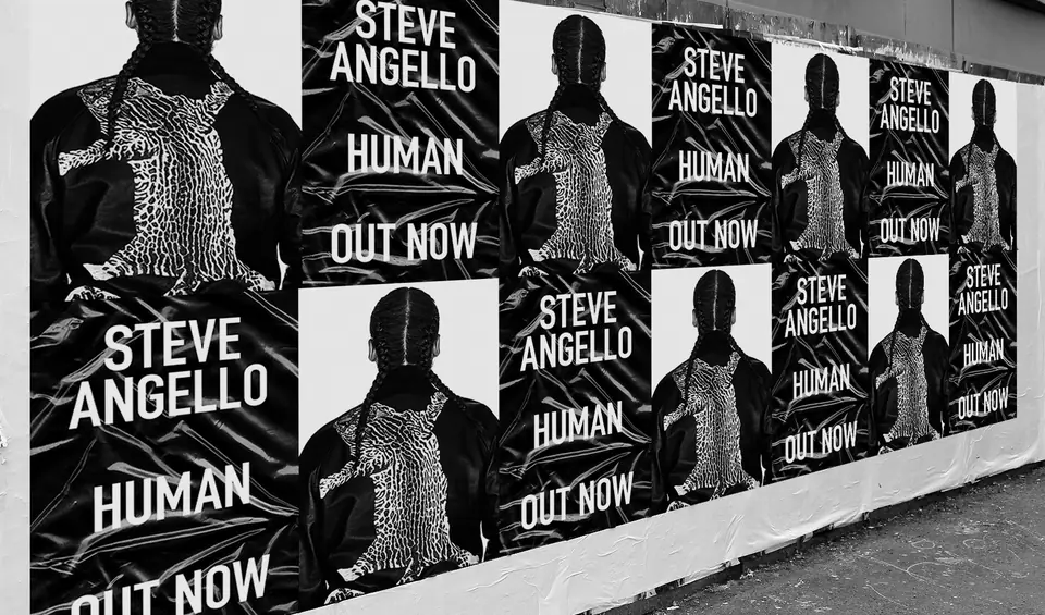 Affischvägg för Steve Angellos album Human